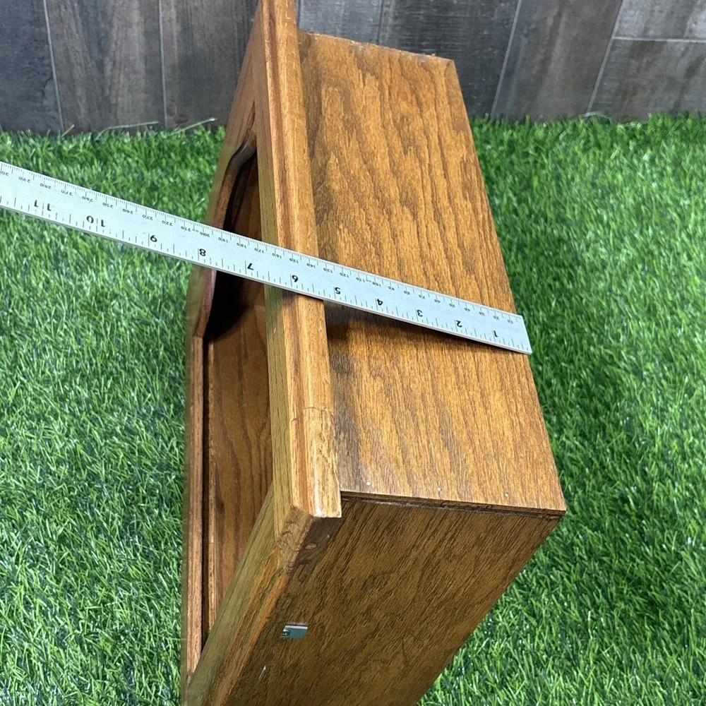 Vintage Oak Wood Shadow Box Display Shelf Wall Cabinet Curio Rustic Deco